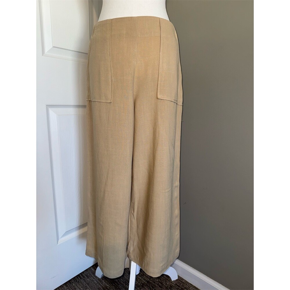 Good Luck Gem Womens Size M Beige High Rise Wide-Leg Cropped Utility Beach Pants
